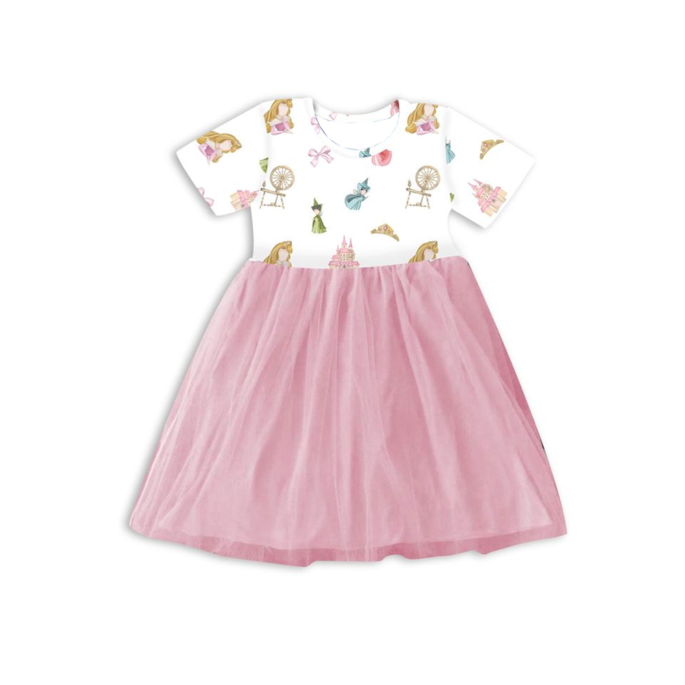 Toddler Girl Tulle Party Dress - Toddler Girl Princess Print Dress Short