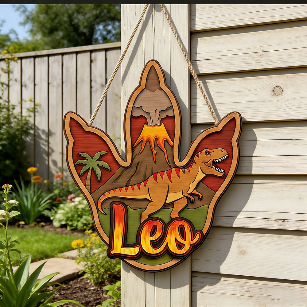 Nursery - Personalized 3D T-Rex Dinosaur Name Wooden