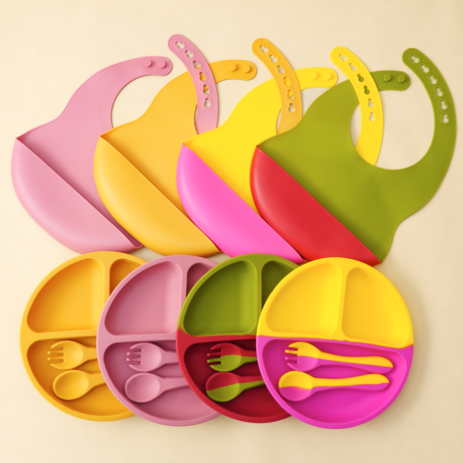 4PCS Baby Silicone Tableware S - Waterproof Baby Bibs Silicone recension och pris