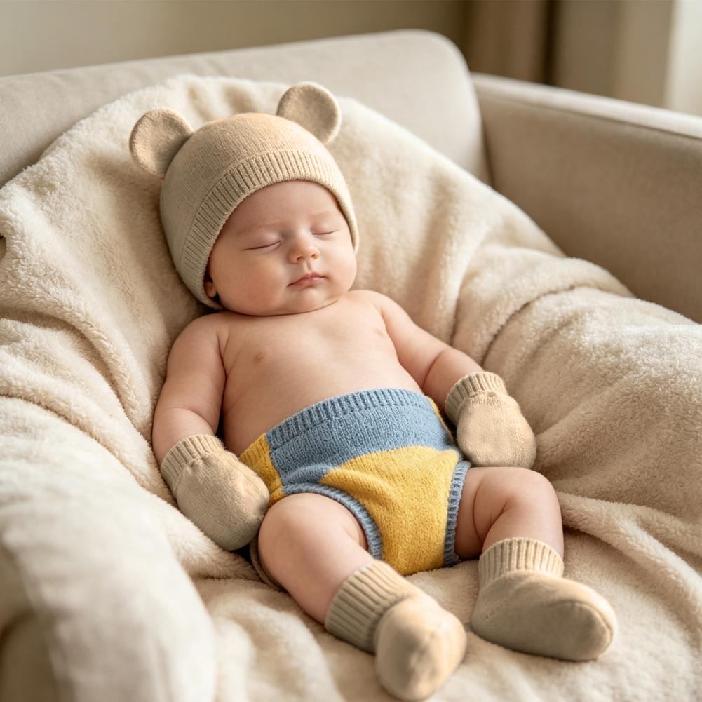 Anti Scratch Mittens for Newbo - Infant Beanie Hat With Ears recension och pris
