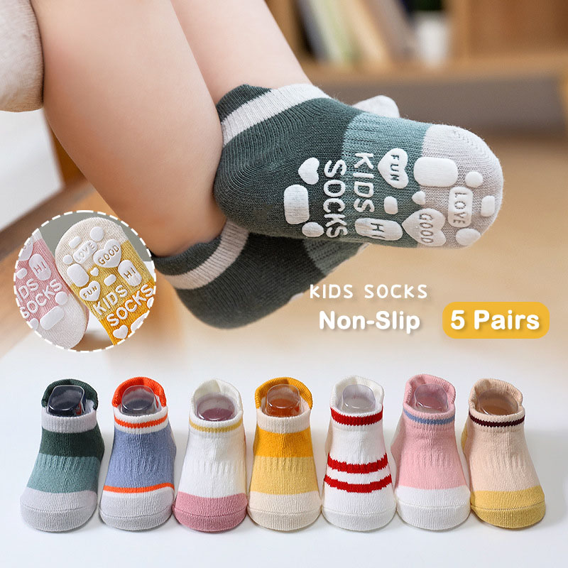 5 Pairs Kids Casual Cute Non-s - Unisex Baby Socks Non Slip recension och pris